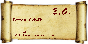 Boros Orbó névjegykártya